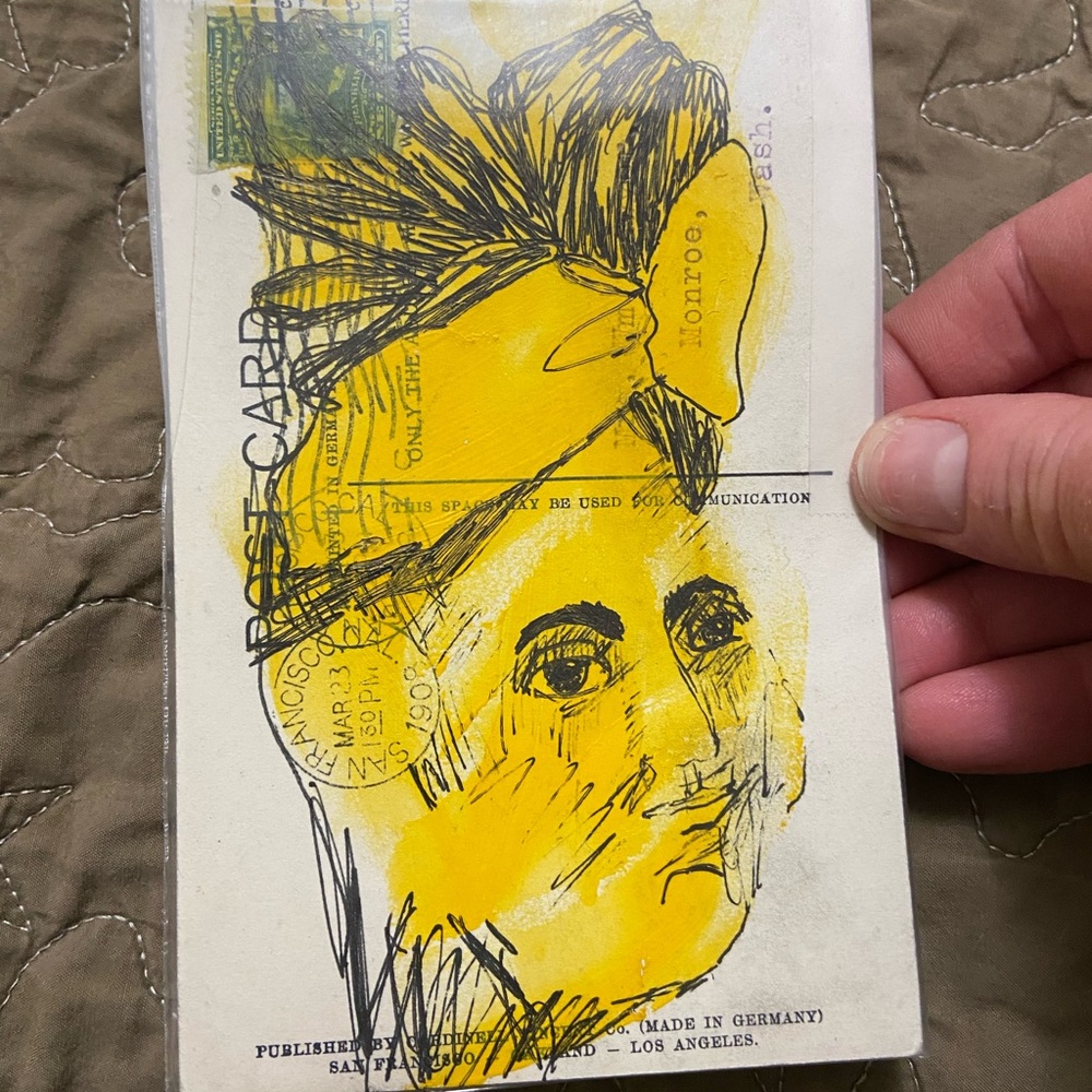 Vintage Postcard Portrait Art on